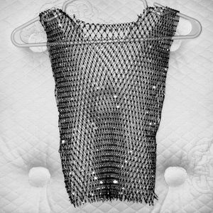 Mesh Rhinestone Black Net Tank Top